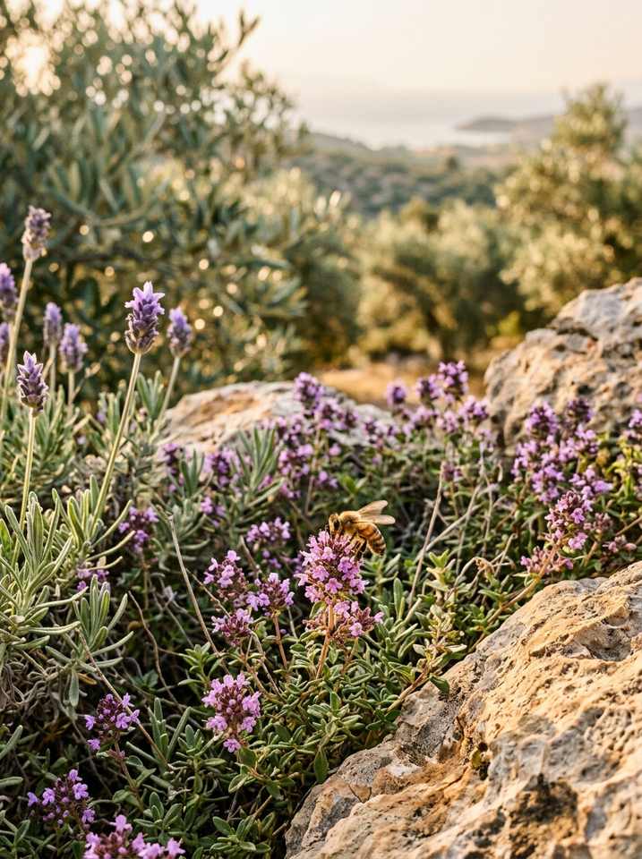 Divlji timijan i lavanda na kamenitoj padini
