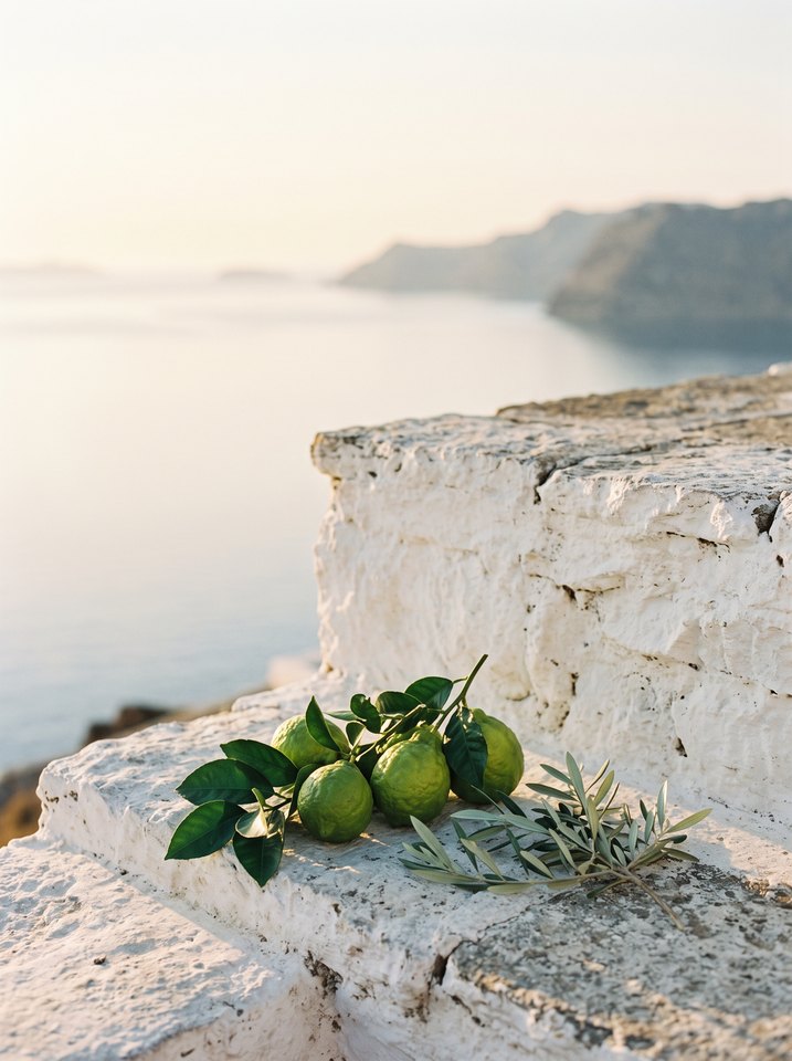 Bergamot na bijeloj terasi ujutro
